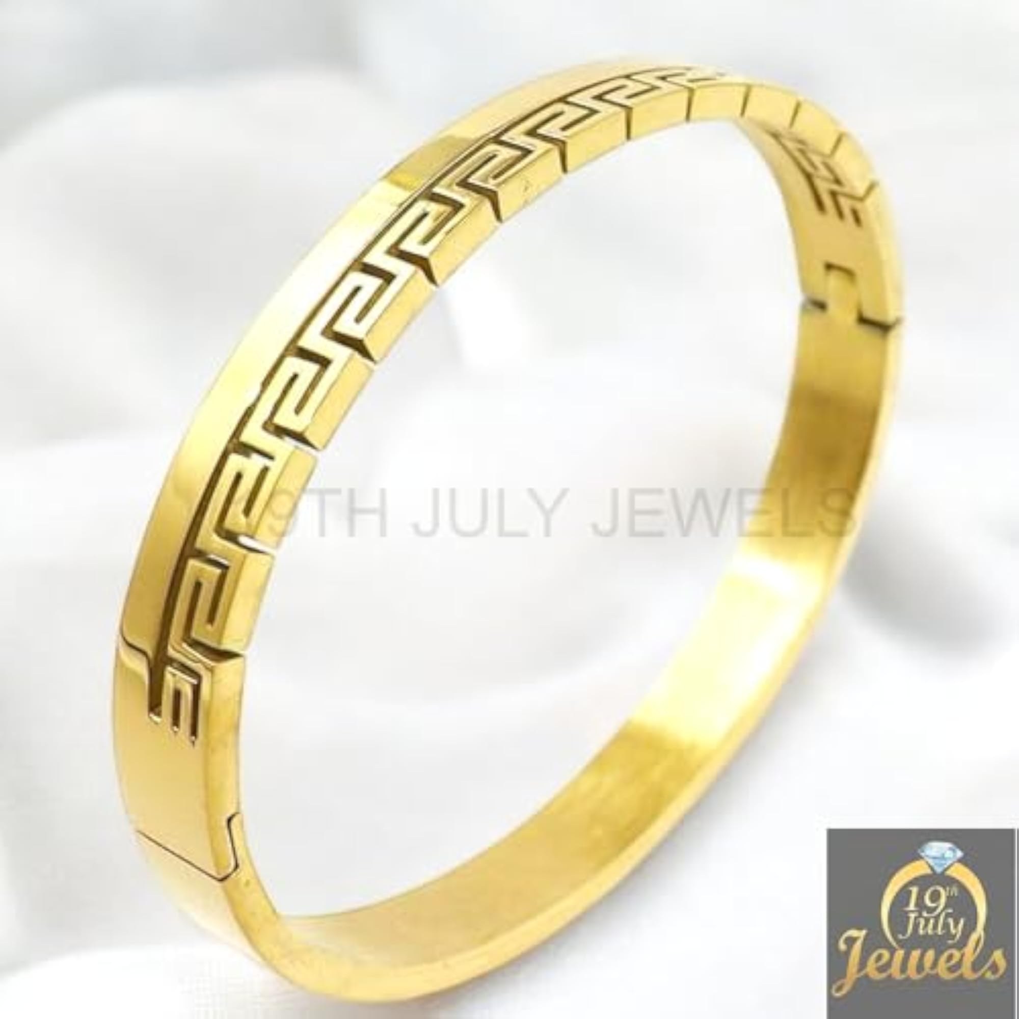 Stainless Steel Gold-Plated Maze Stack Bracelet, Unisex